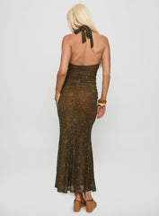 Carmelita Cut Out Halter Maxi Dress Brown