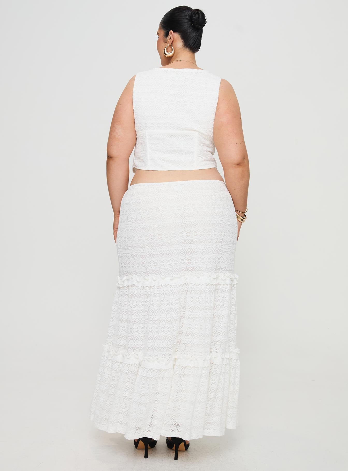 Buttacupe Lace Maxi Skirt White Curve