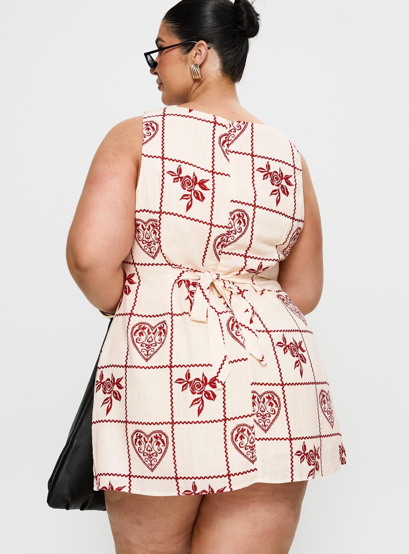 Alfalfa Shift Mini Dress Red Floral Check Curve