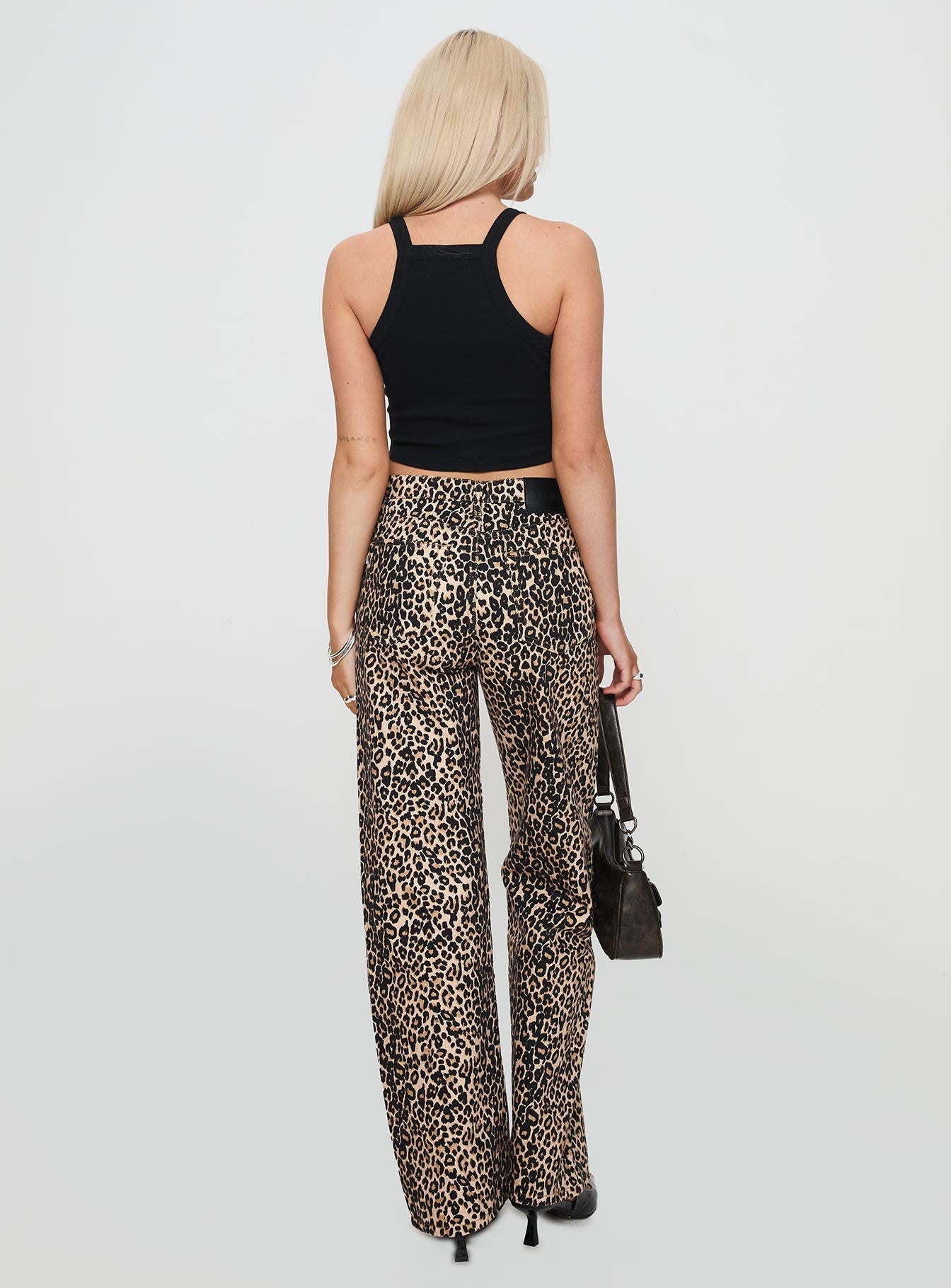 Pezzi Mid Rise Straight Leg Jeans Leopard