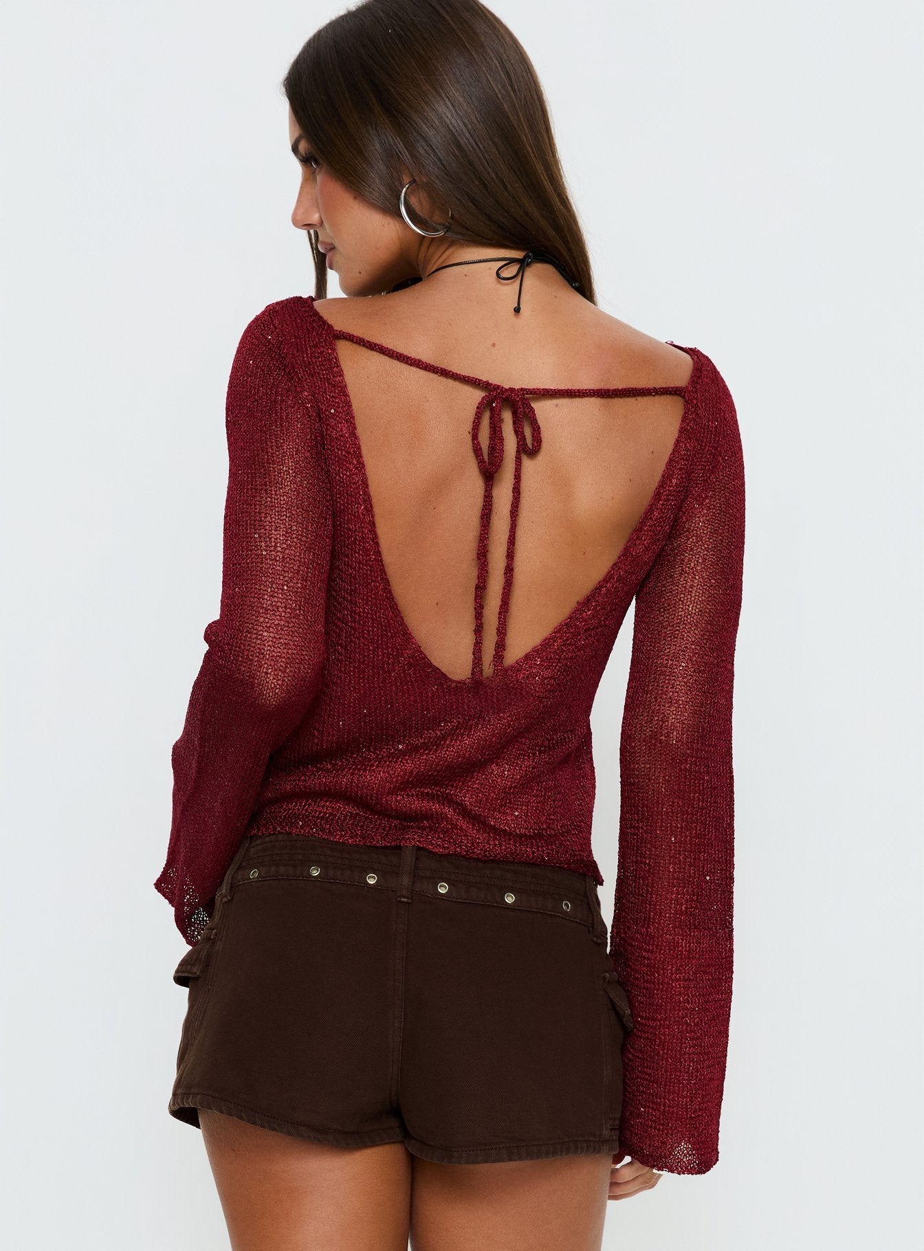 Evanne Long Sleeve Knit Top Red