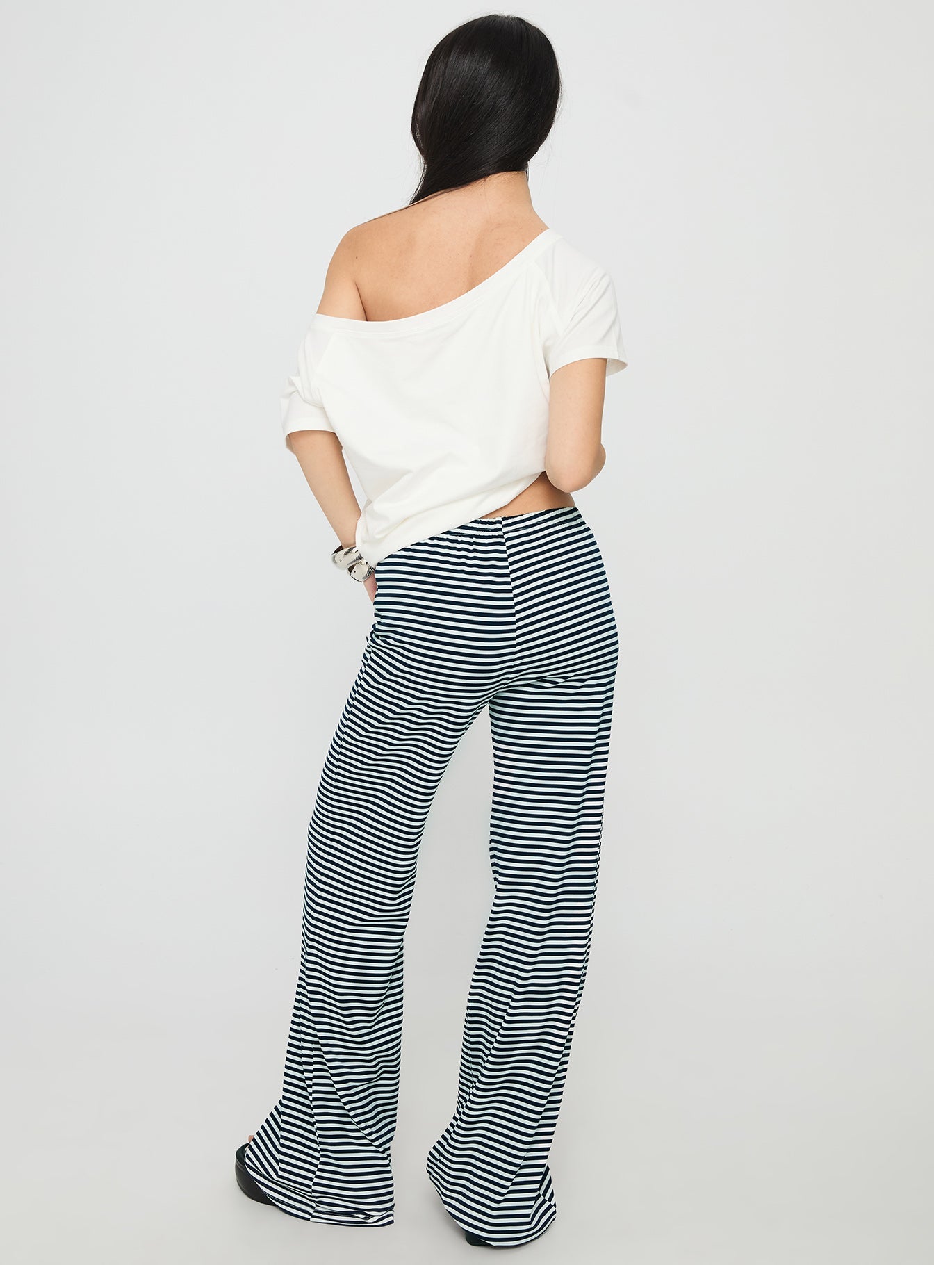 Alfreda Jersey Pants Navy Stripe