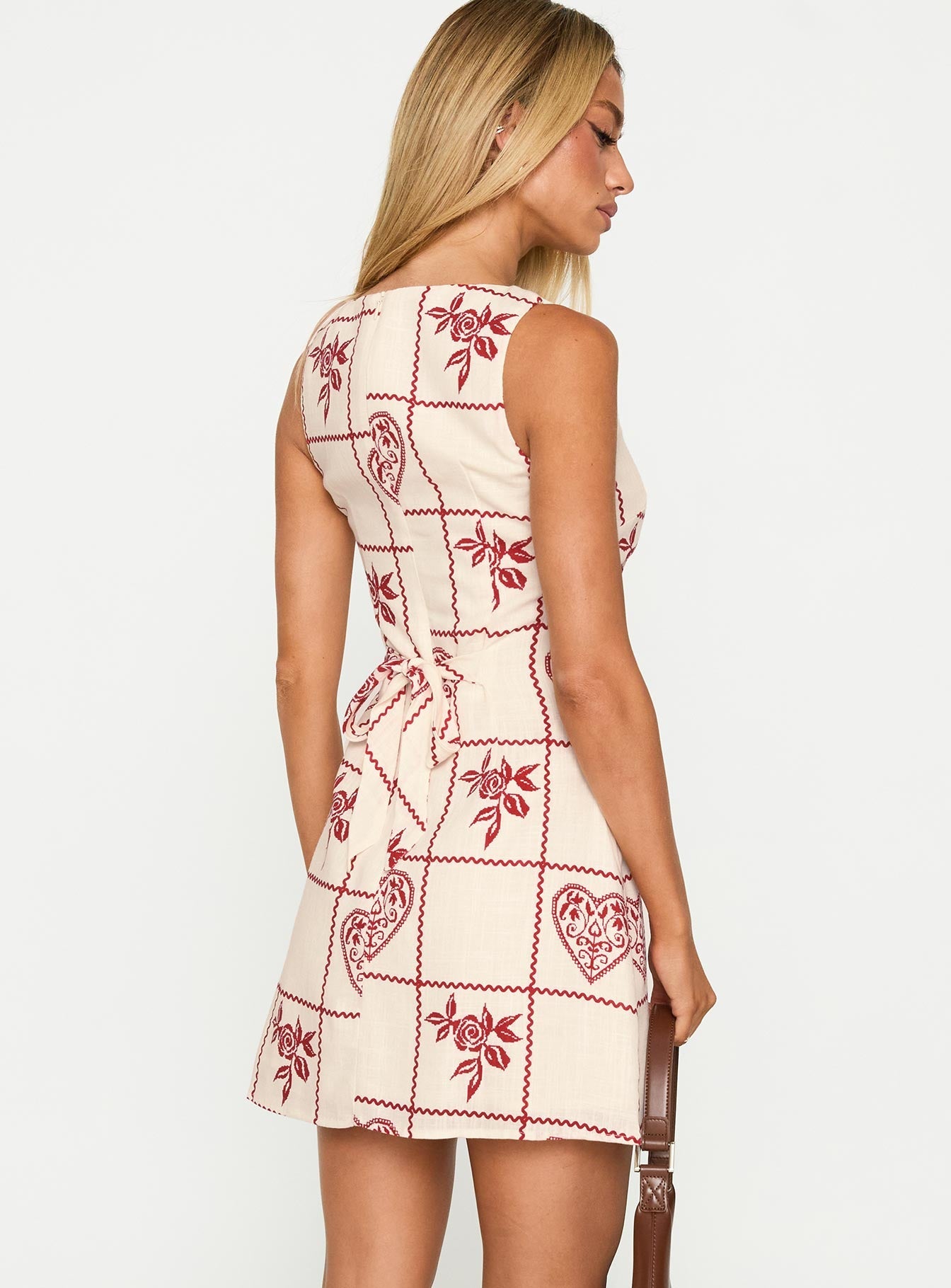 Alfalfa Shift Mini Dress Red Floral Check