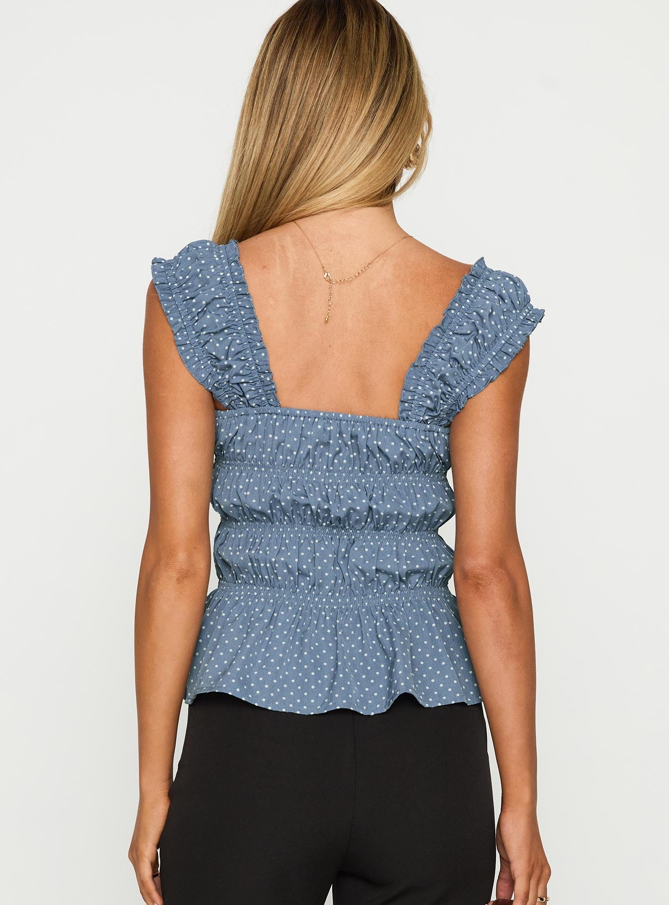 Scouts Honour Shirred Top Blue / White