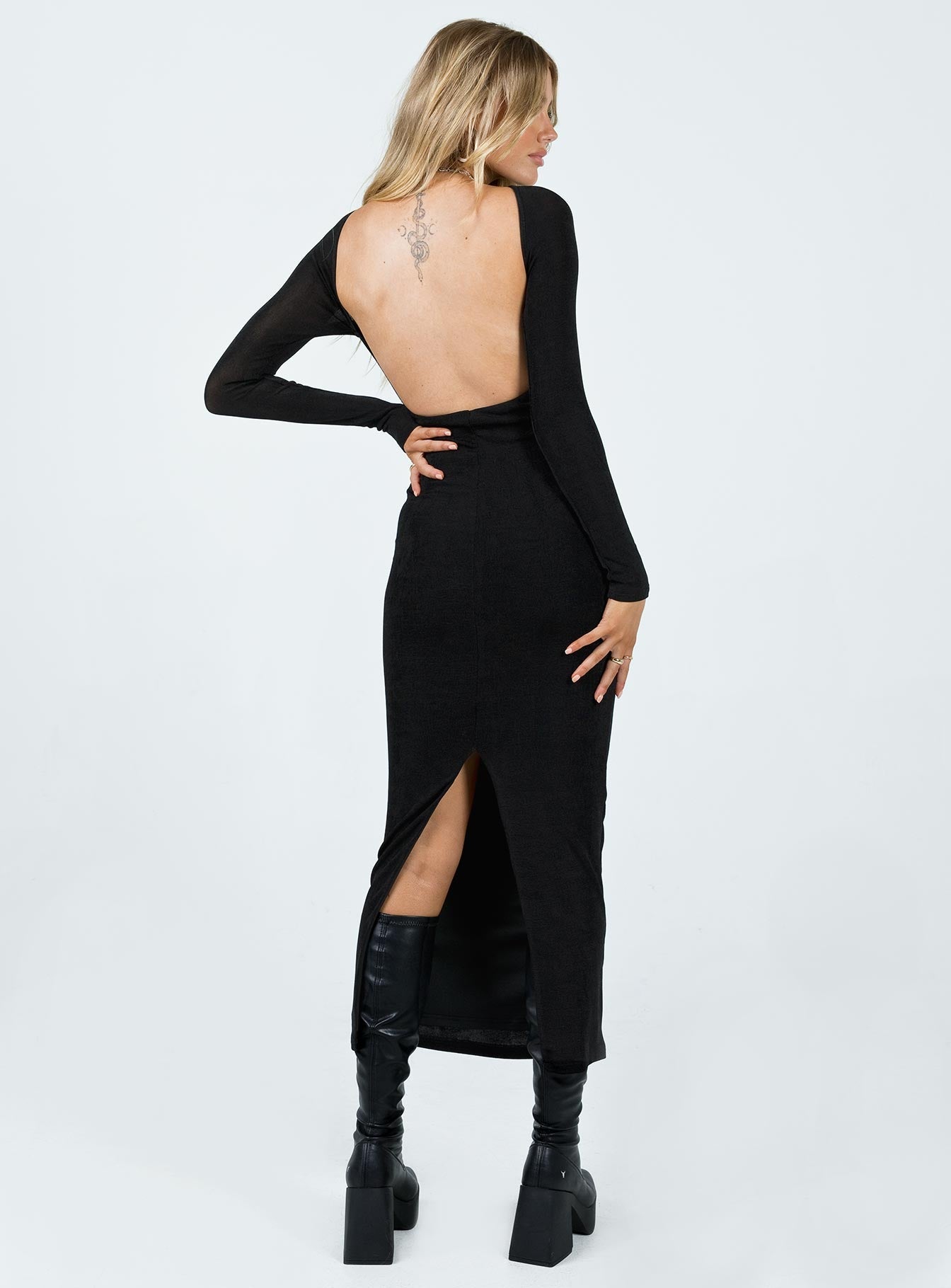 Mariani Backless Maxi Dress Black