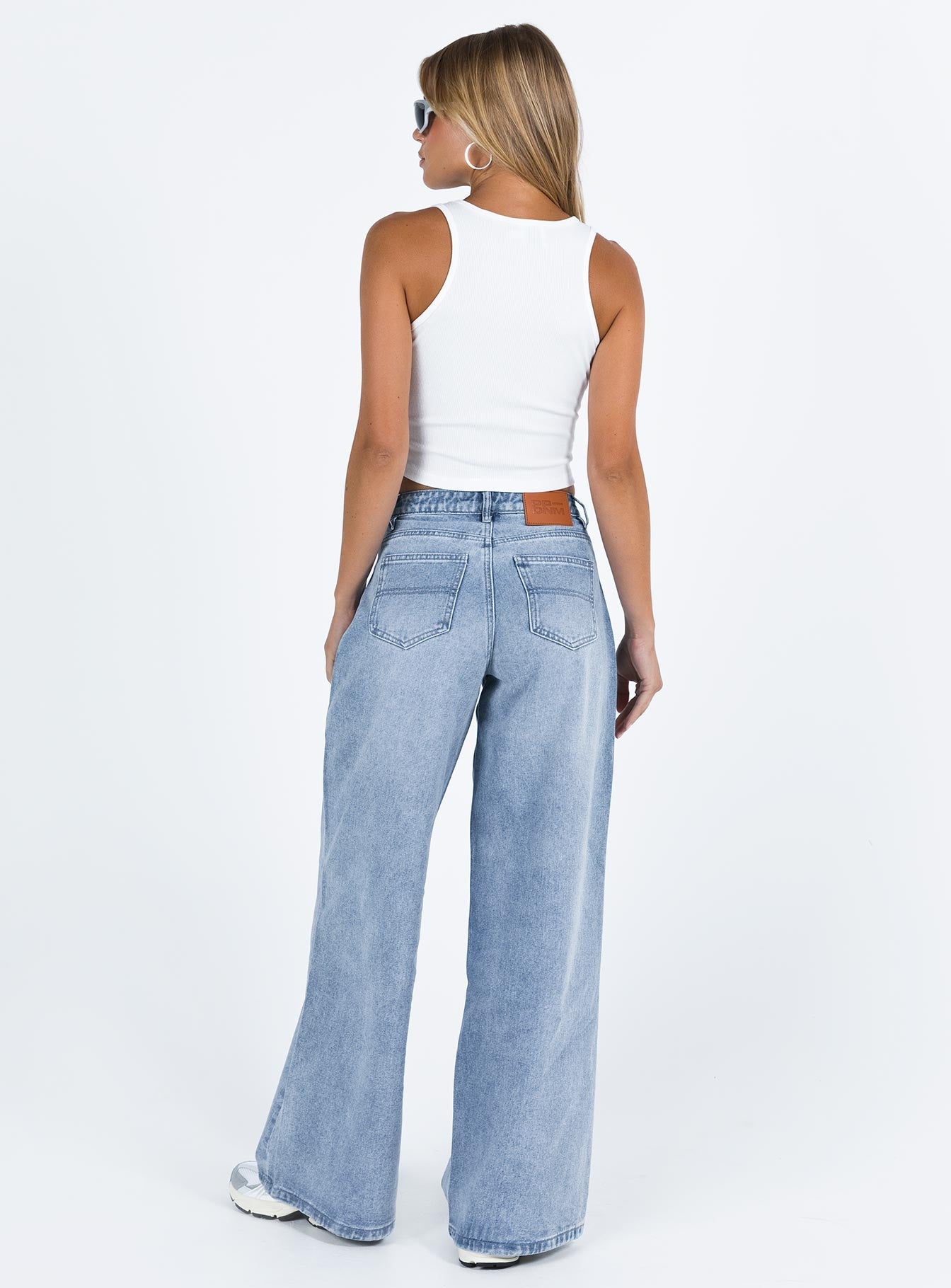 Naylor Mid Rise Wide Leg Jeans Light Blue Wash