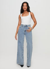 Goldie High Rise Wide Leg Jeans Light Wash