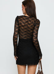Best You Had Lace Long Sleeve Mini Dress Black