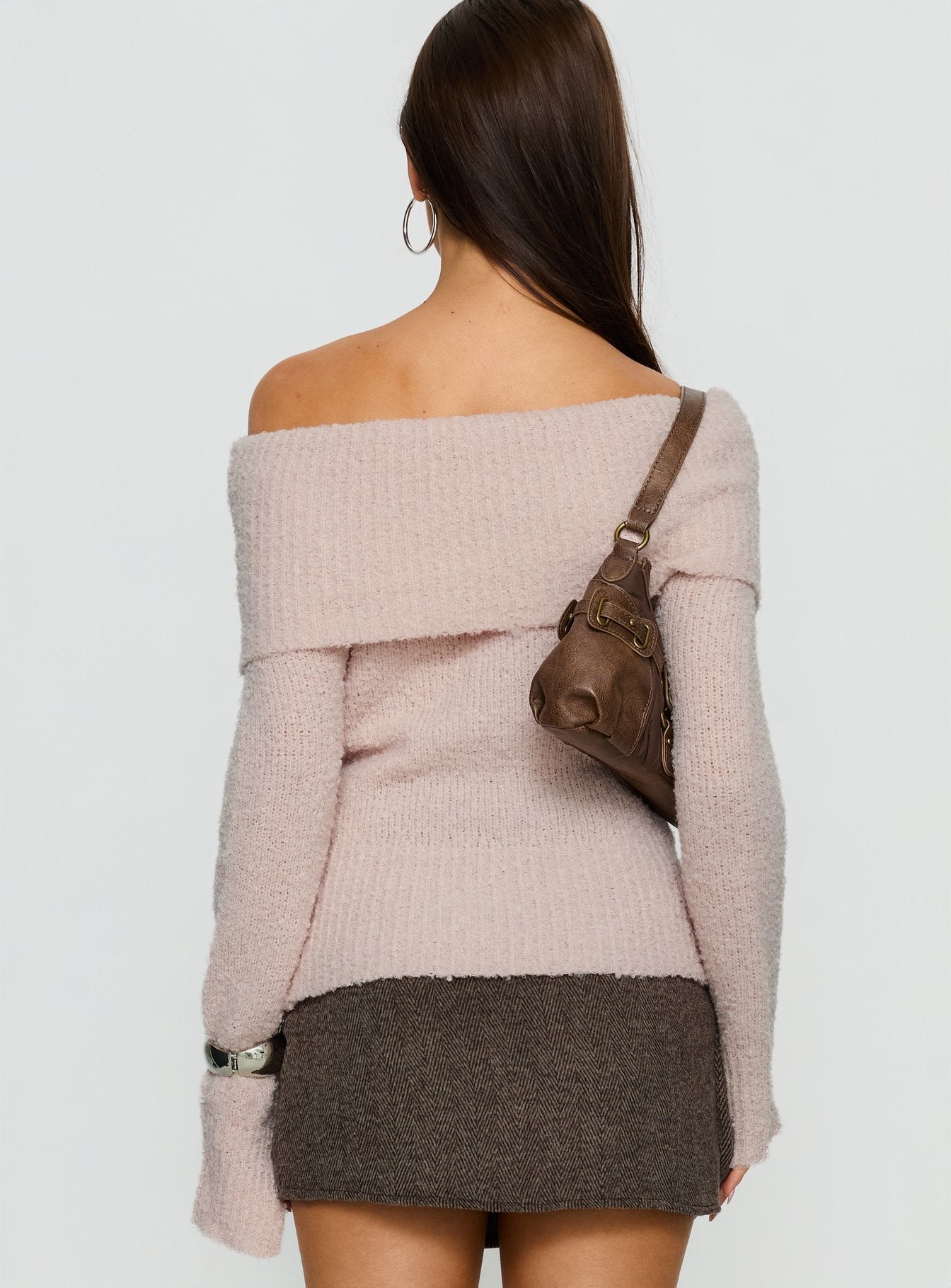 Adelyne Tweed Mini Skirt Brown