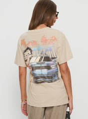 Betty Boop Beach Mode Oversized Graphic Top Washed White