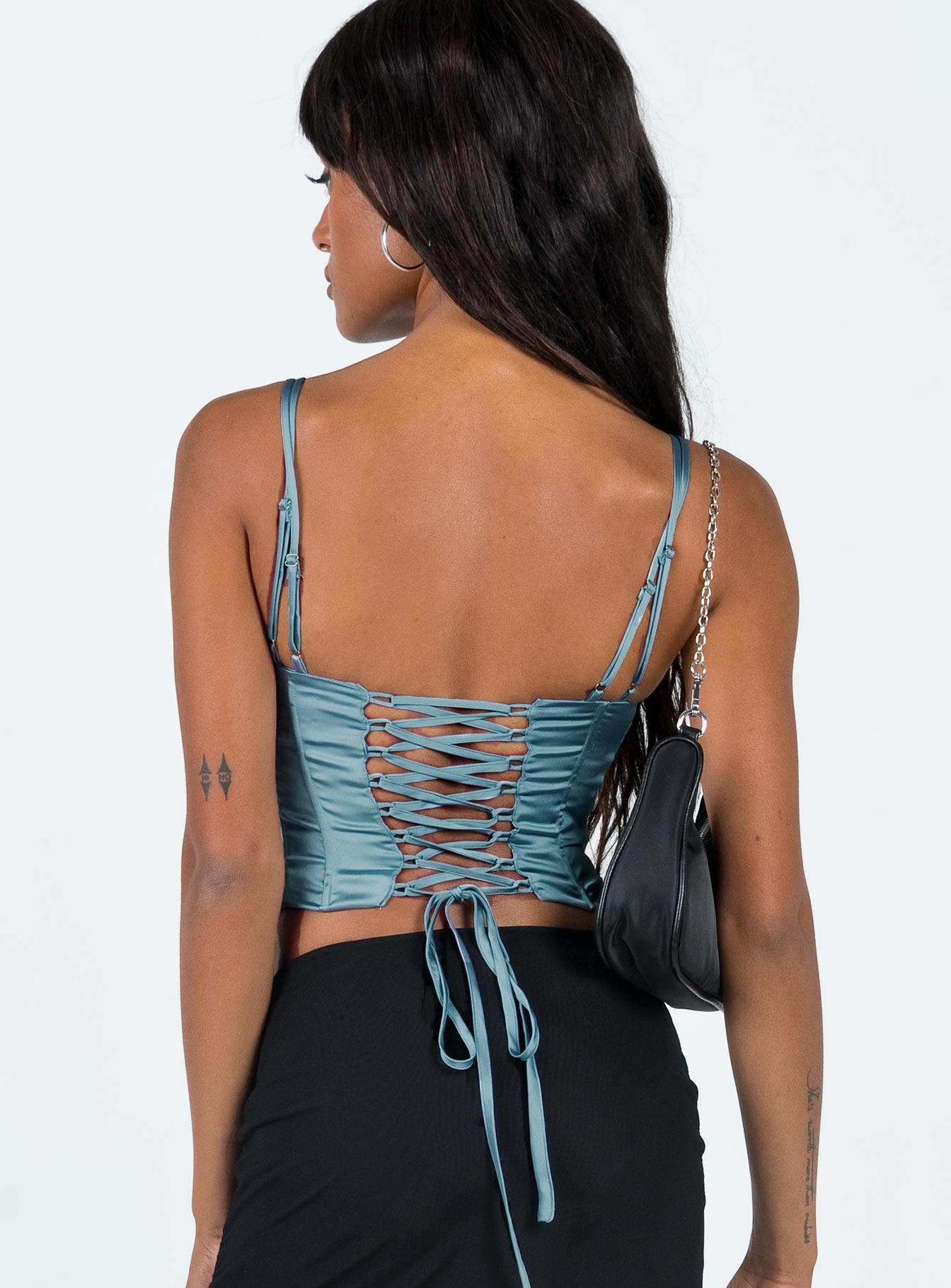 Zora Satin Corset Top Blue