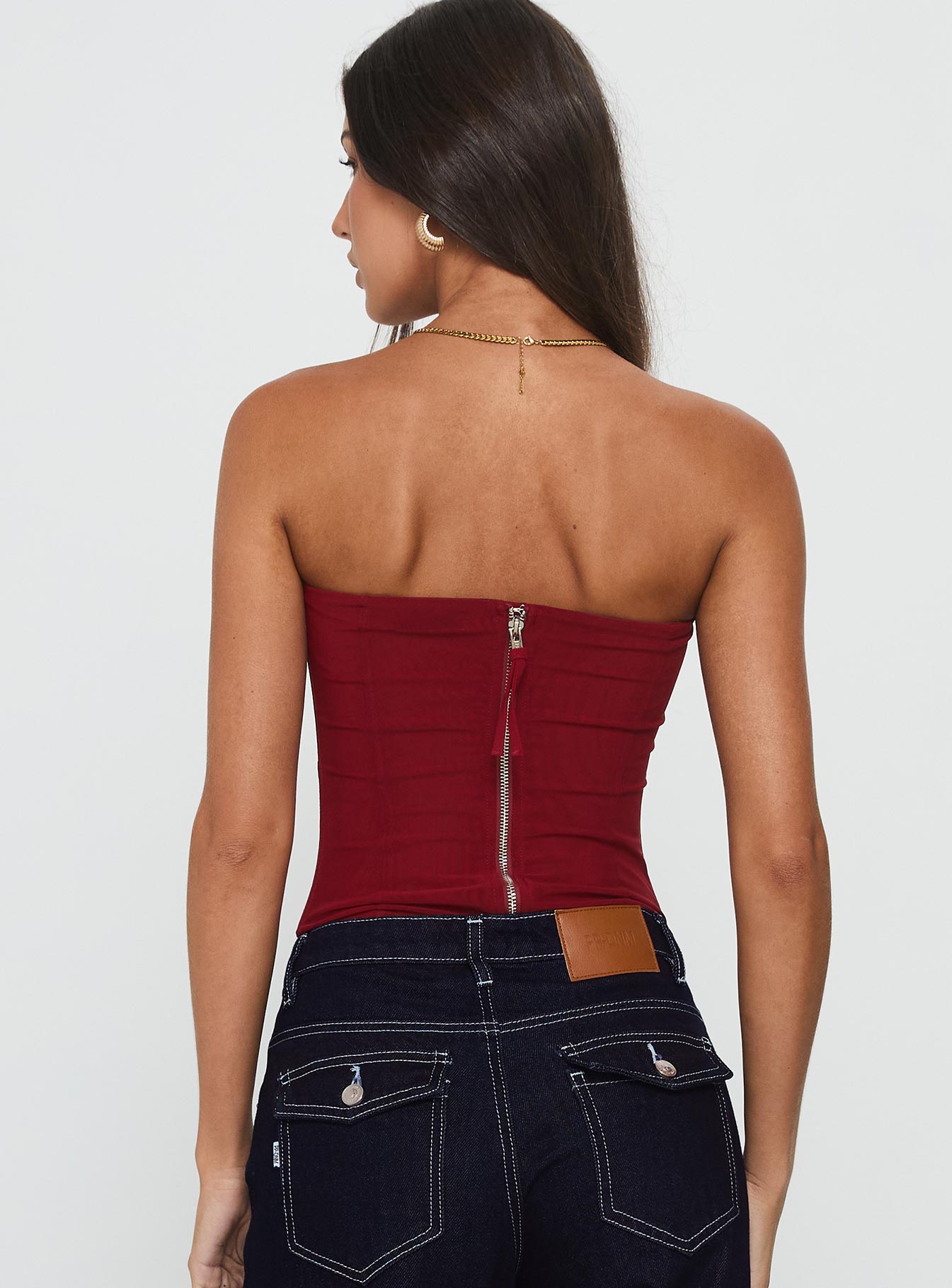 Oscuro Longline Mesh Corset Top Berry