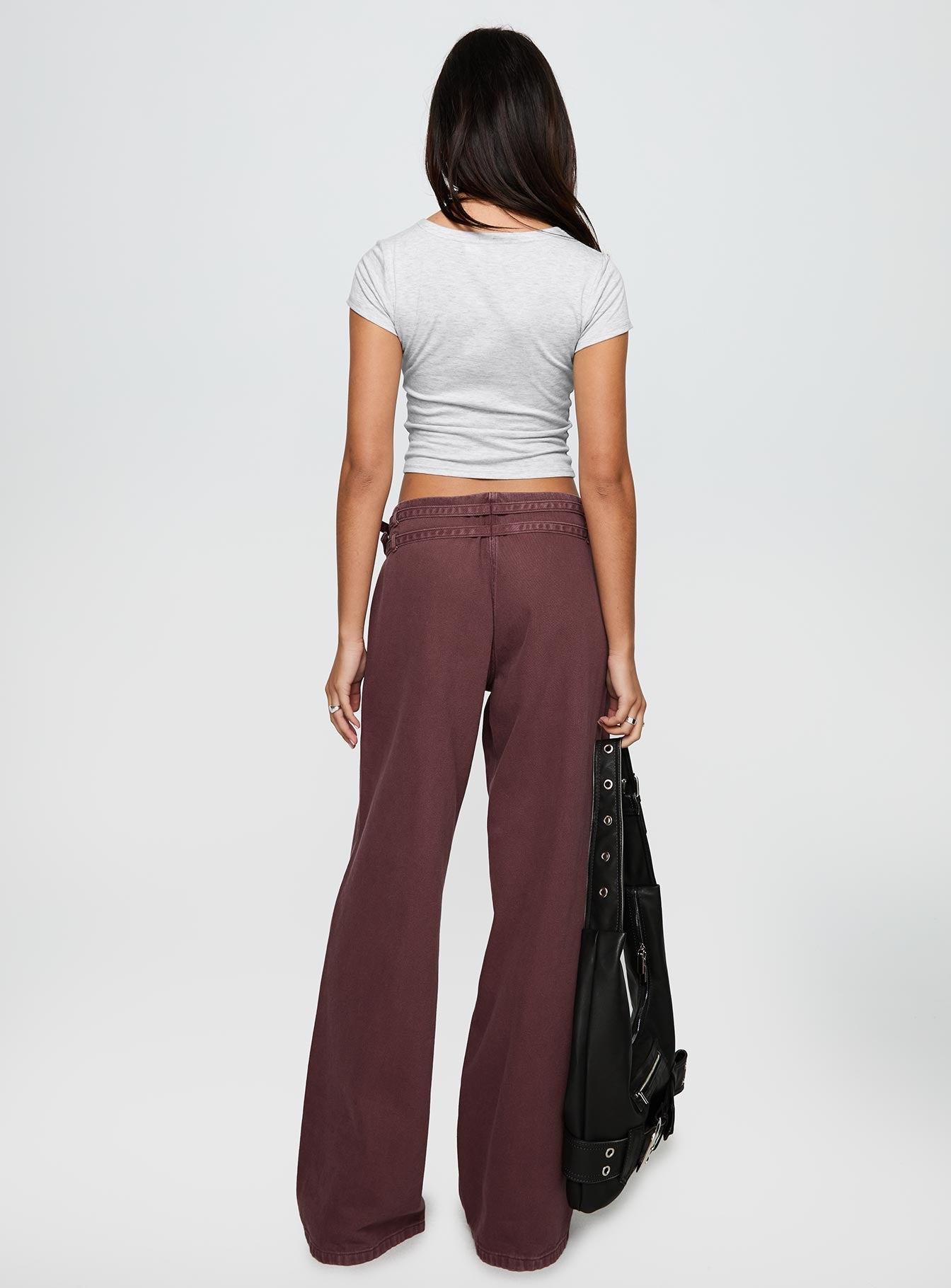 Baccarat Mid Rise Wide Leg Belted Pant Chocolate
