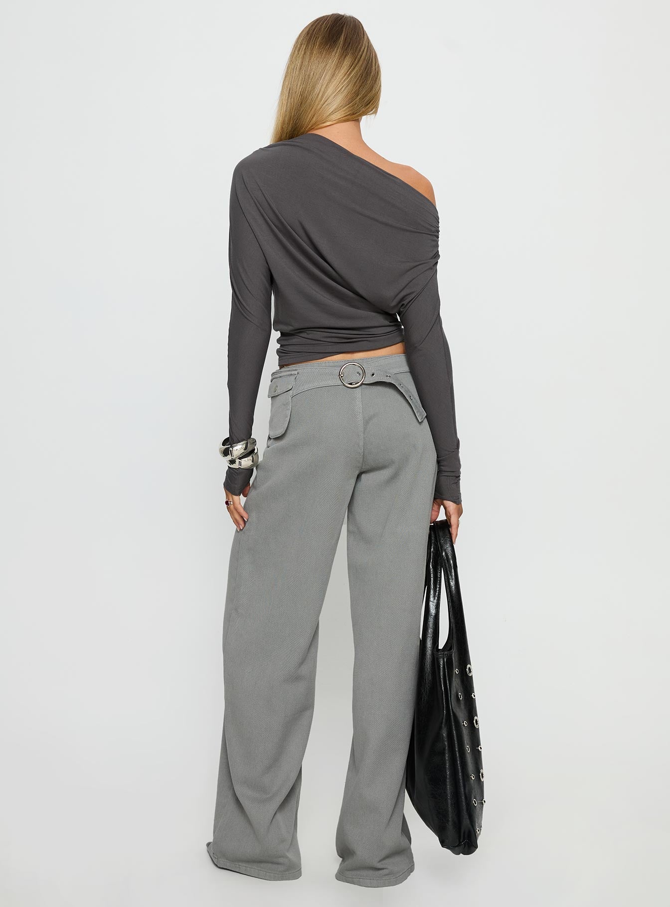 Incognito Low Rise Wide Leg Cargo Jeans Grey