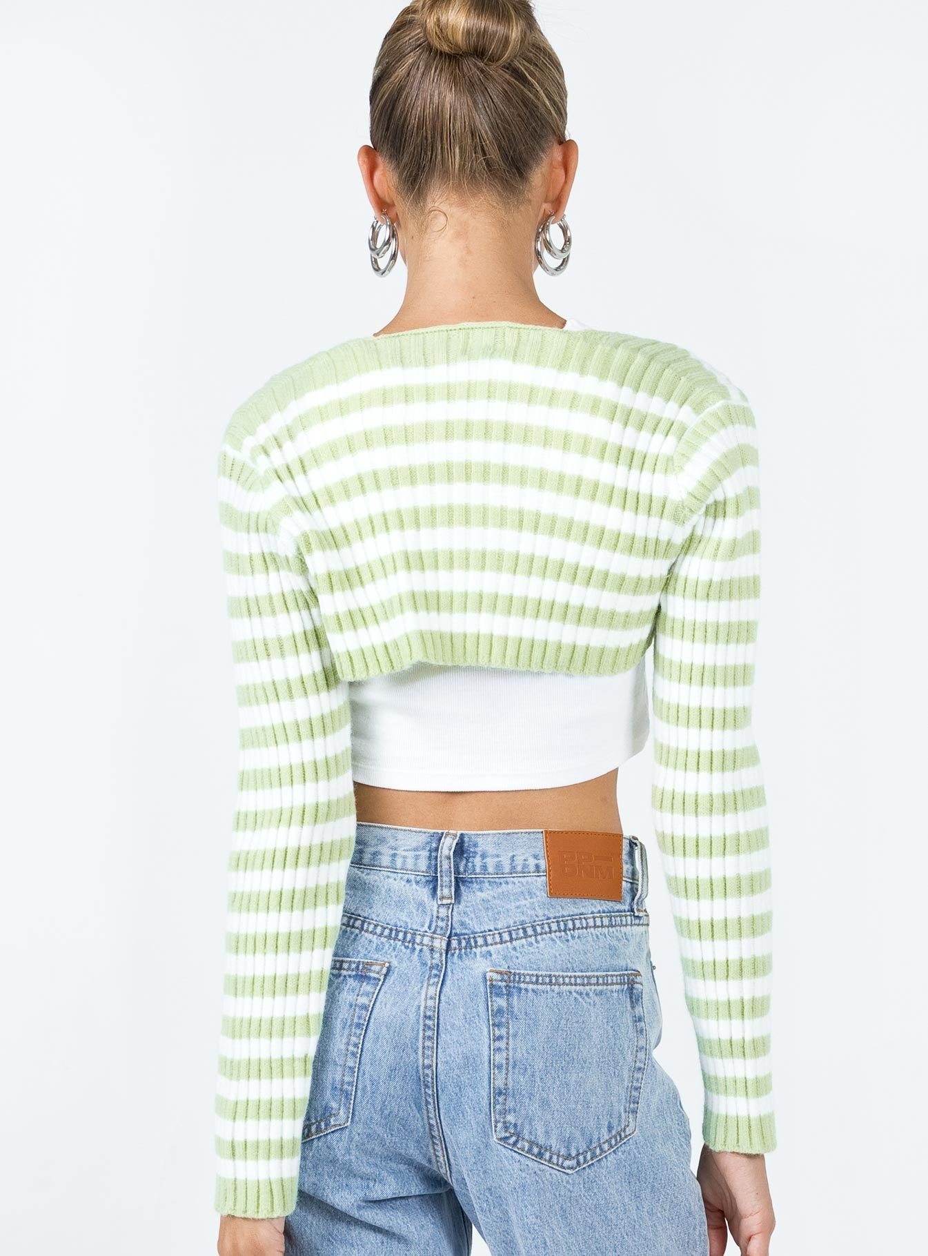 Aytan Bolero Sweater Green/White