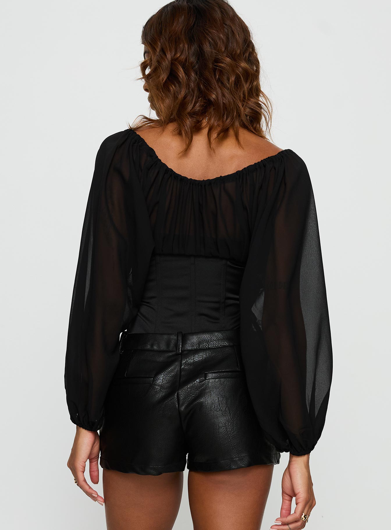 Gypsie Blouson Long Sleeve Corset Top Black