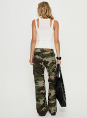 Danella Mid Rise Straight Leg Cargo Jean Camouflage