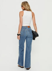 Thearlie High Rise Flared Jeans Mid Blue Wash