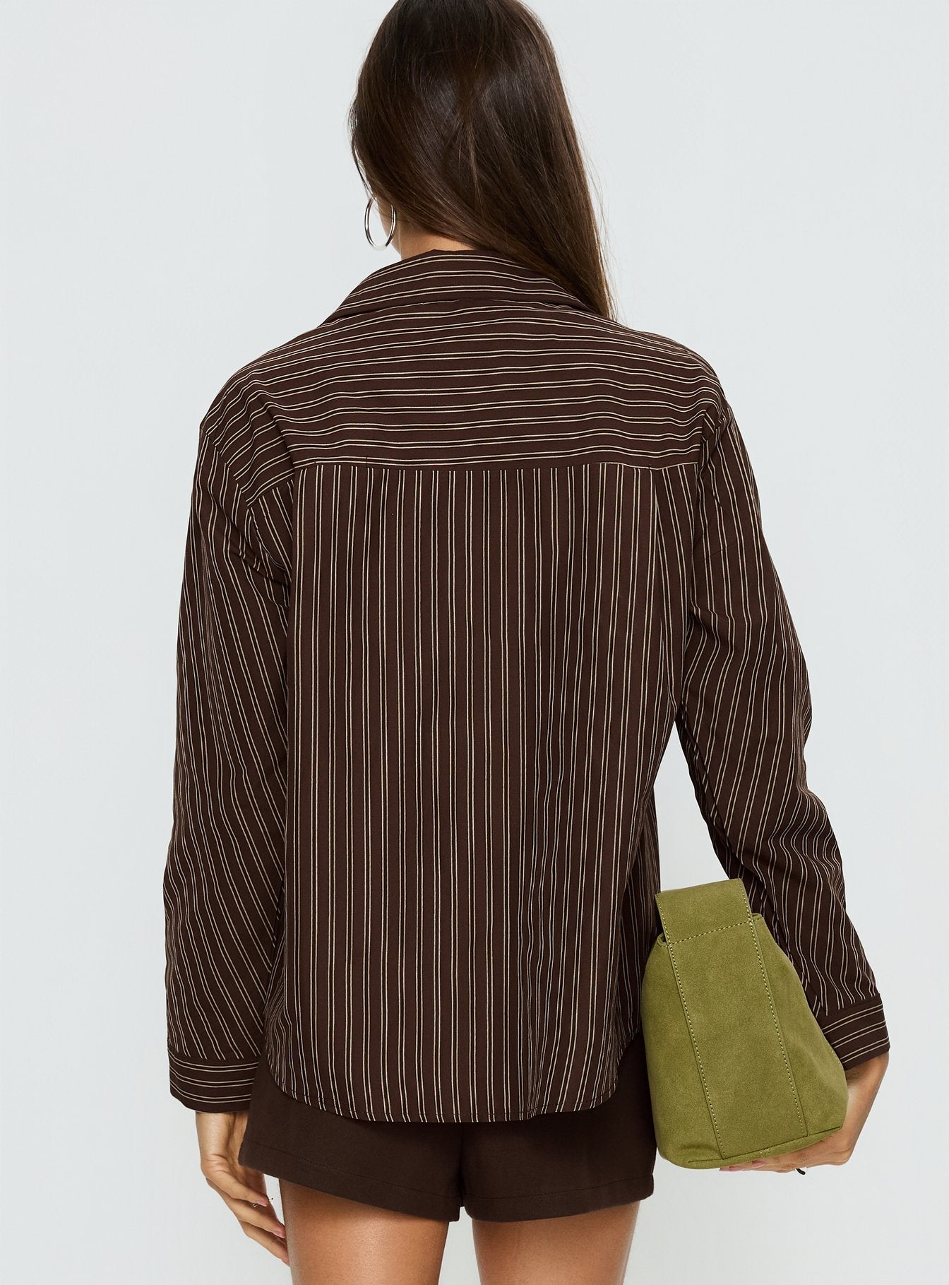 Ivara Long Sleeve Shirt Brown Stripe