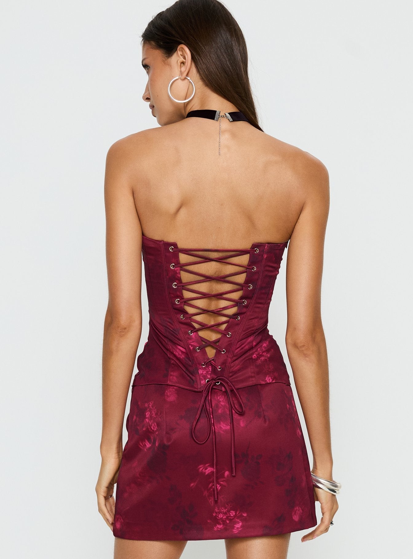 Lovesita Corset Top Red Floral