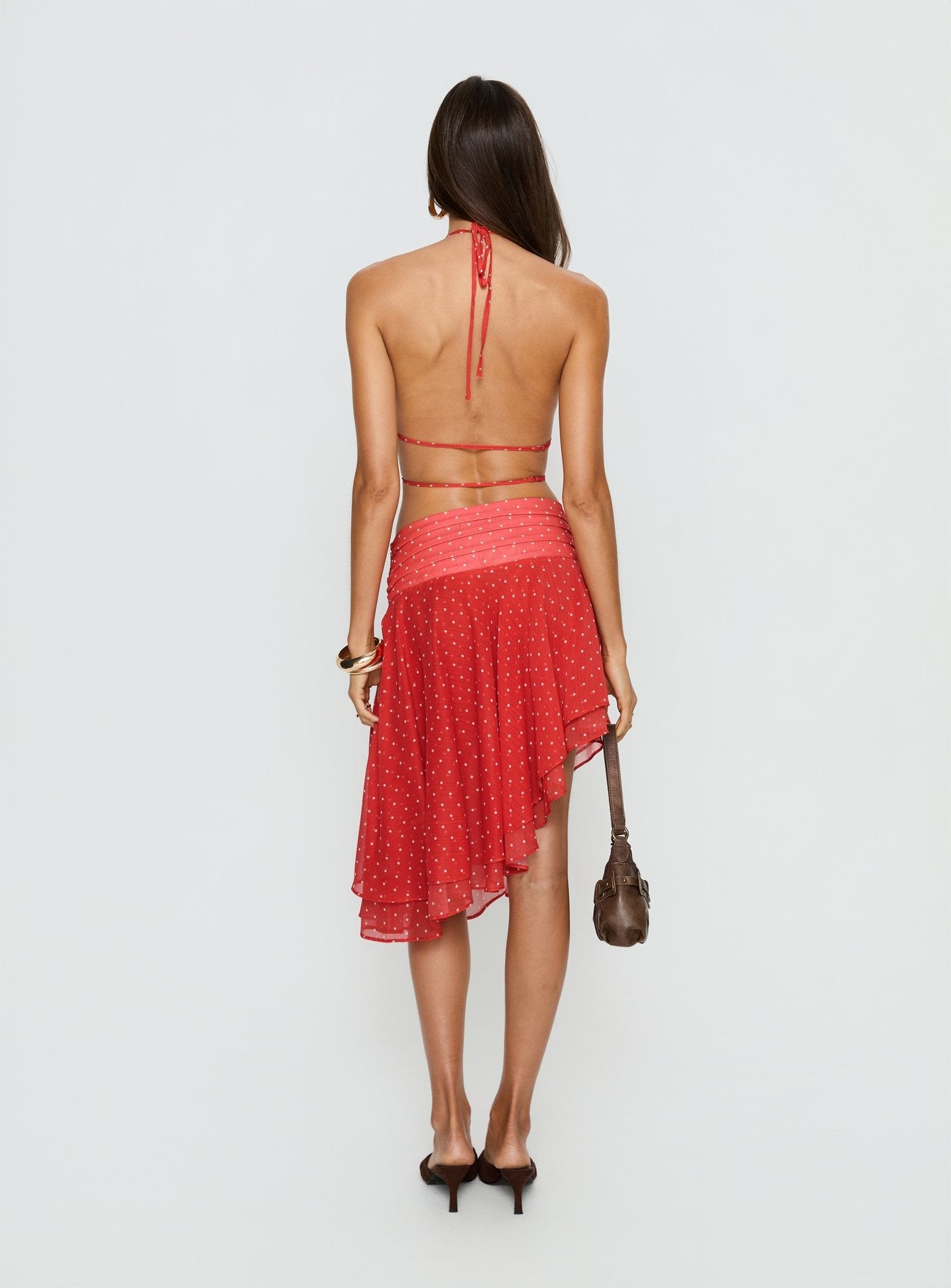 Legacy Midi Skirt Tomato Polka