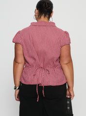 Arianwyn Short Sleeve Shirt Red Check Curve