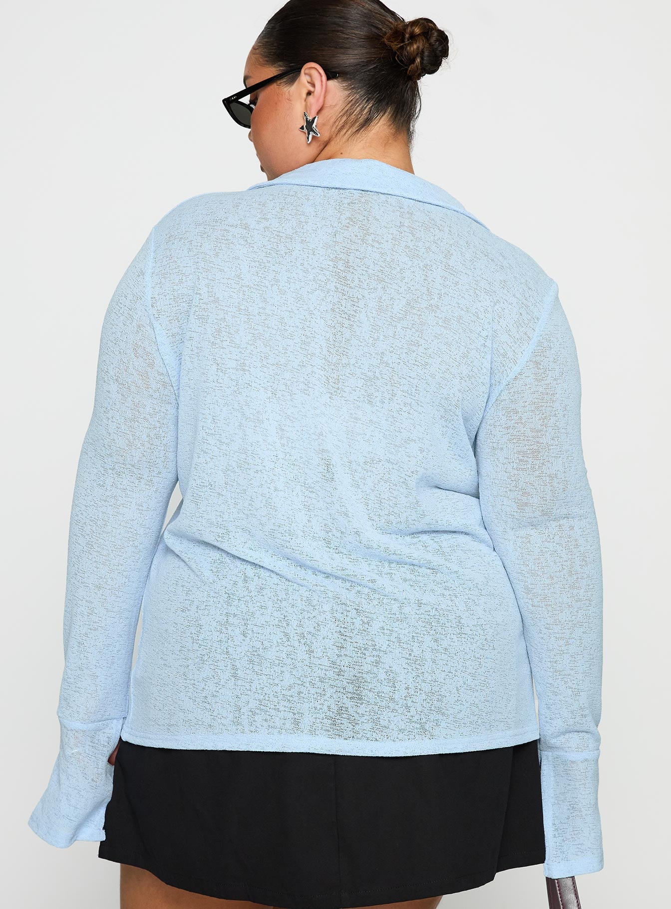 Finnean Long Sleeve Top Pale Blue Curve