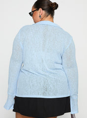 Finnean Long Sleeve Top Pale Blue Curve