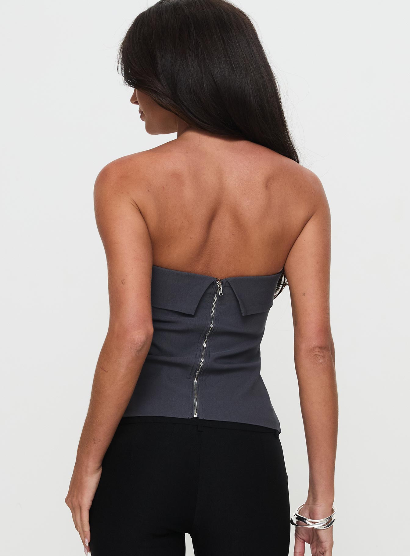 Good Looking Strapless Top Charcoal