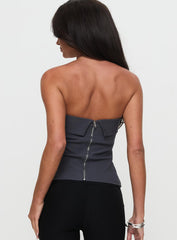 Good Looking Strapless Top Charcoal