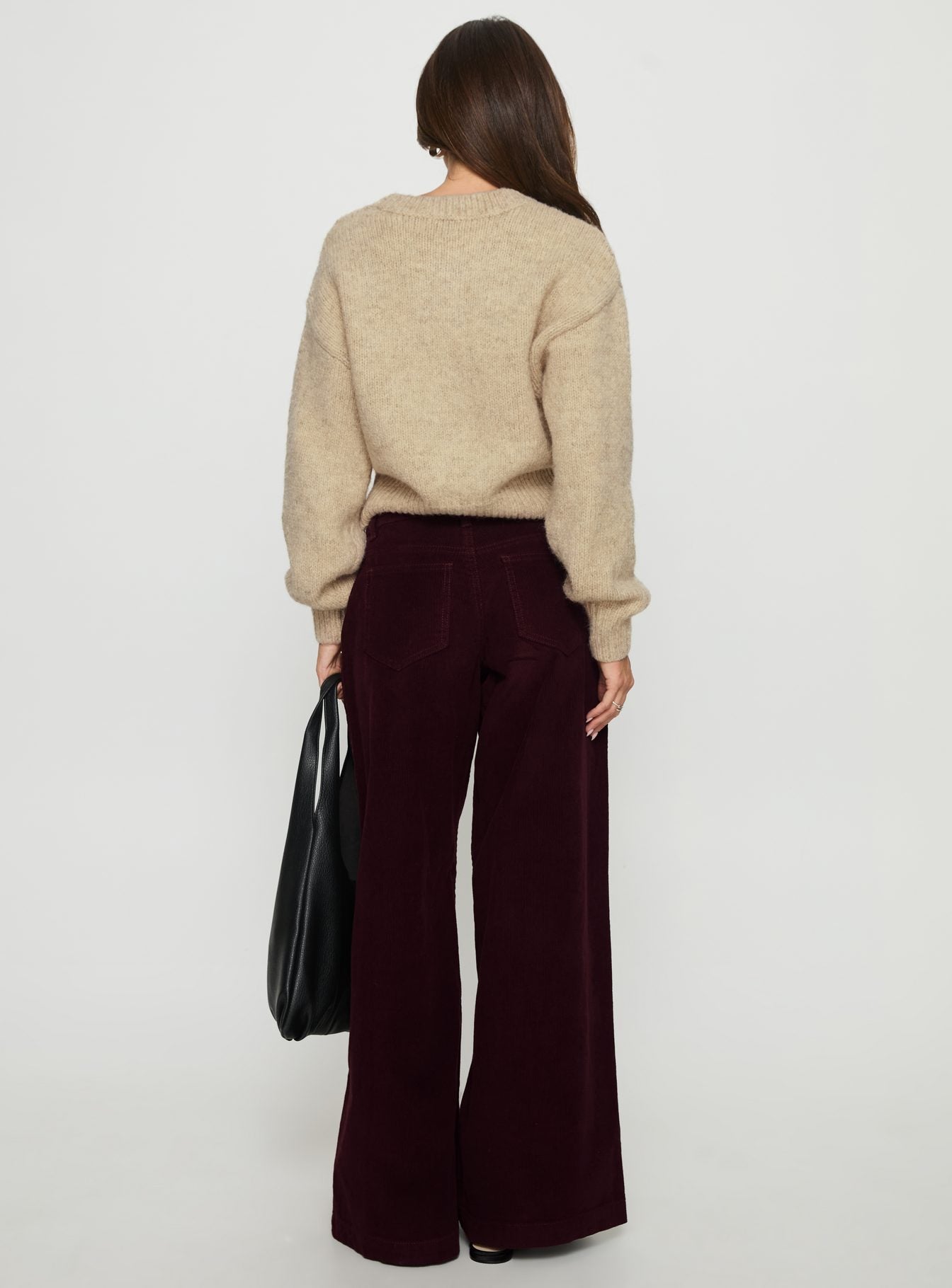 Jacynda Low Waist Wide Leg Corduroy Jeans Currant