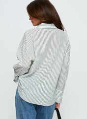 Alexi Long Sleeve Button Down Top Blue / Brown Stripe