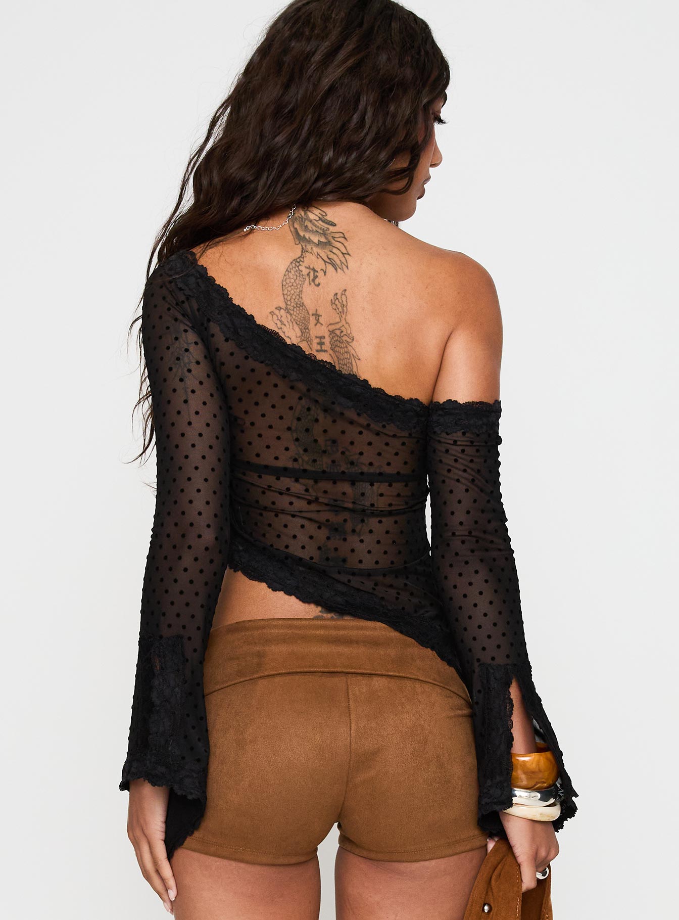 Empty Space Top Black Polka