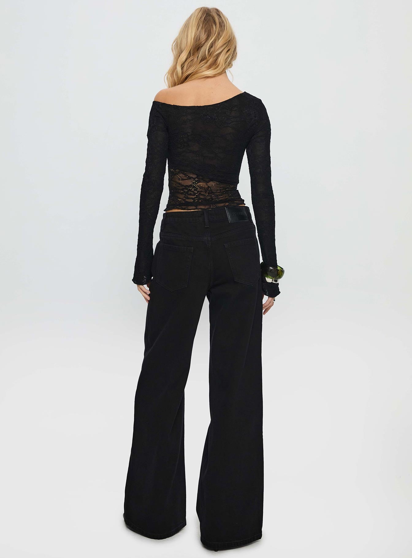 Mellowed Out Low Rise Straight Leg Jeans Washed Black