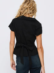 Akiyo Button Up Blouse Top Black