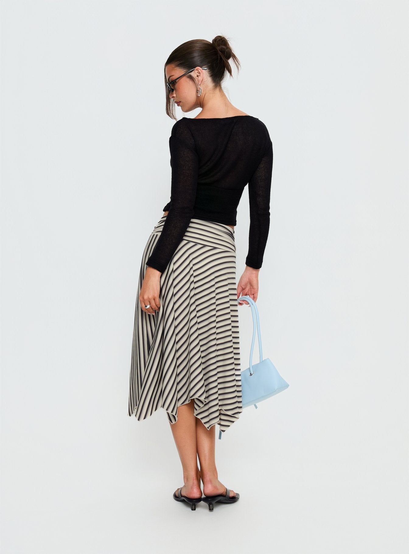 Cobee Asymmetrical Midi Skirt Multi Stripe