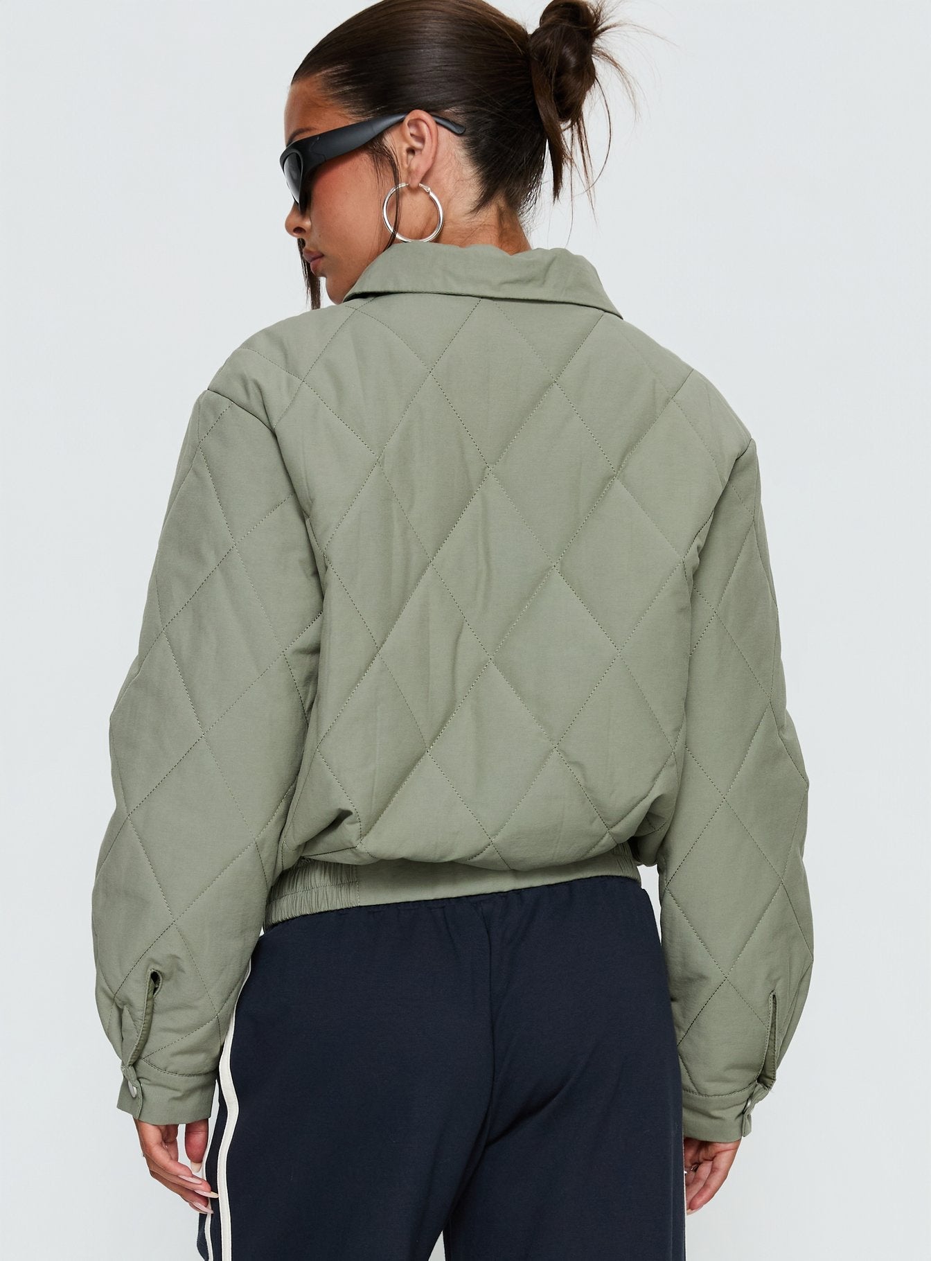 Denvar Quilted Bomber Jacket Green