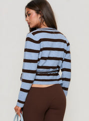Andras Wrap Knit Sweater Blue Stripe