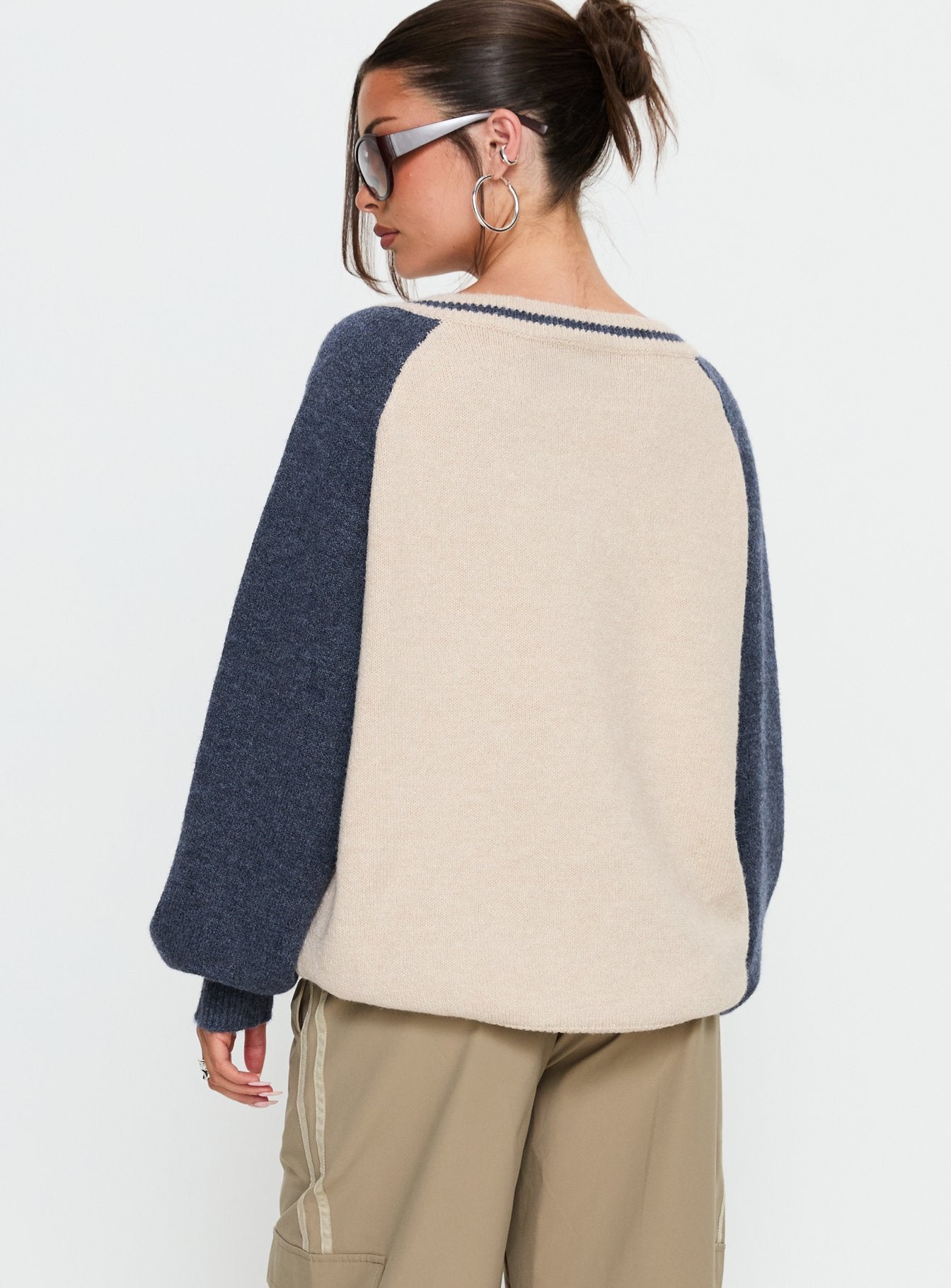 Adana V Neck Graphic Knit Sweater Multi