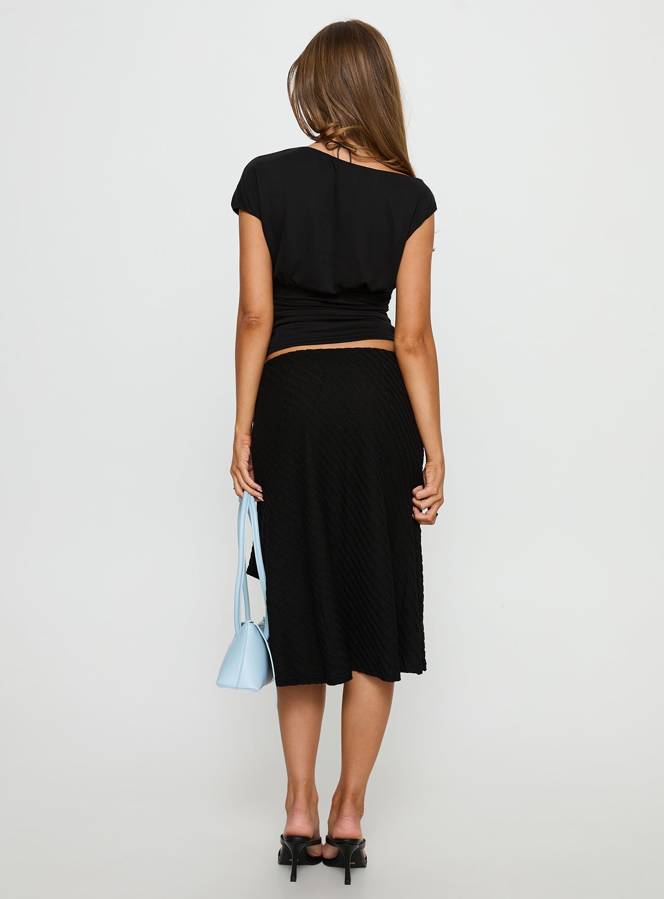 Esmeray Midi Knit Skirt Sheer Black