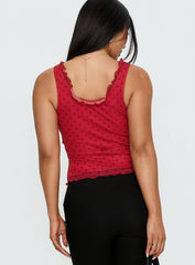 Azira Frill Detail Top Red Polka