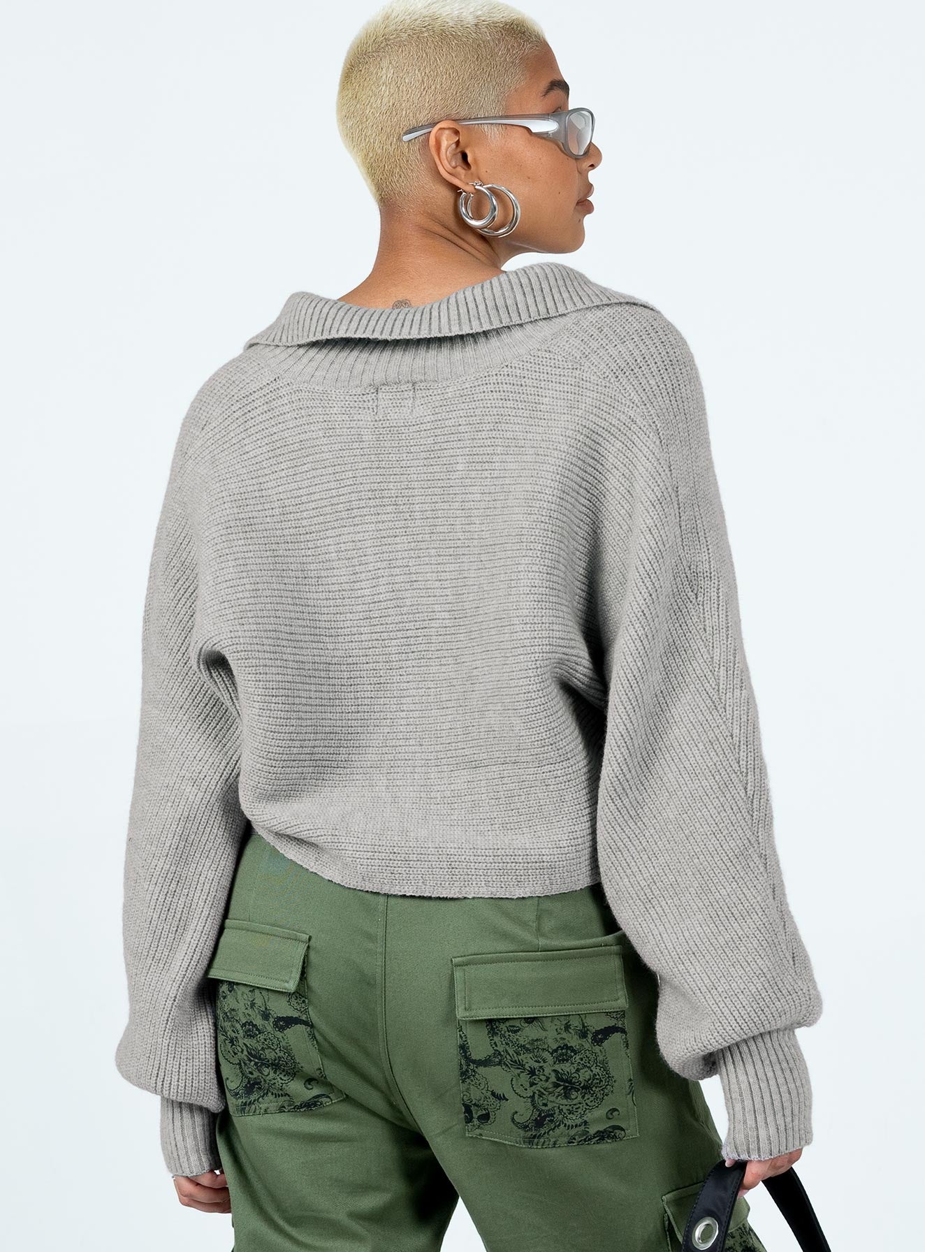 Tiara Cropped Sweater Grey