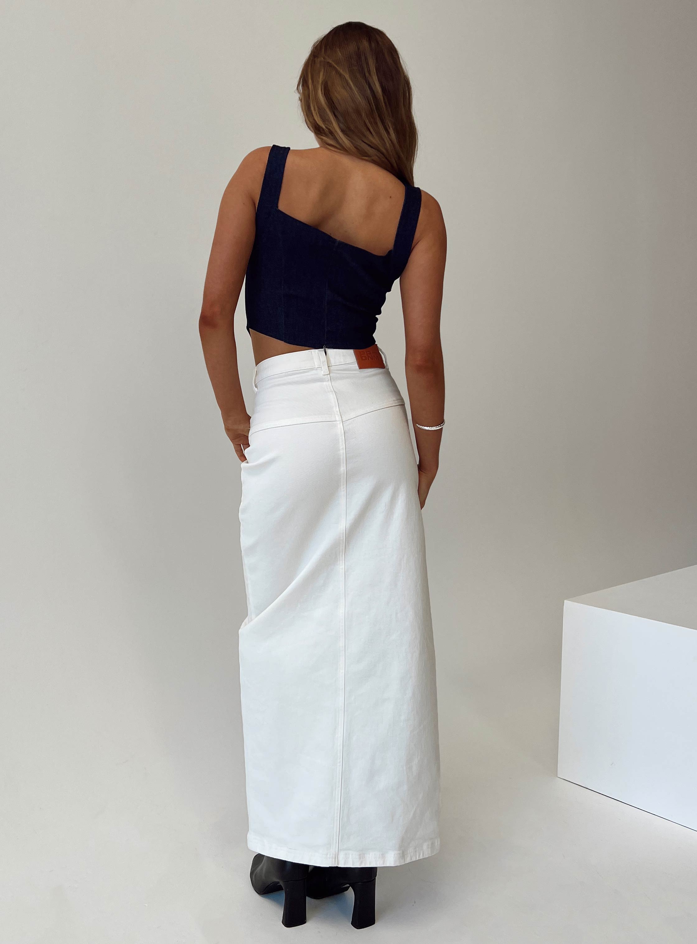 Batkins Maxi Skirt Cream Denim