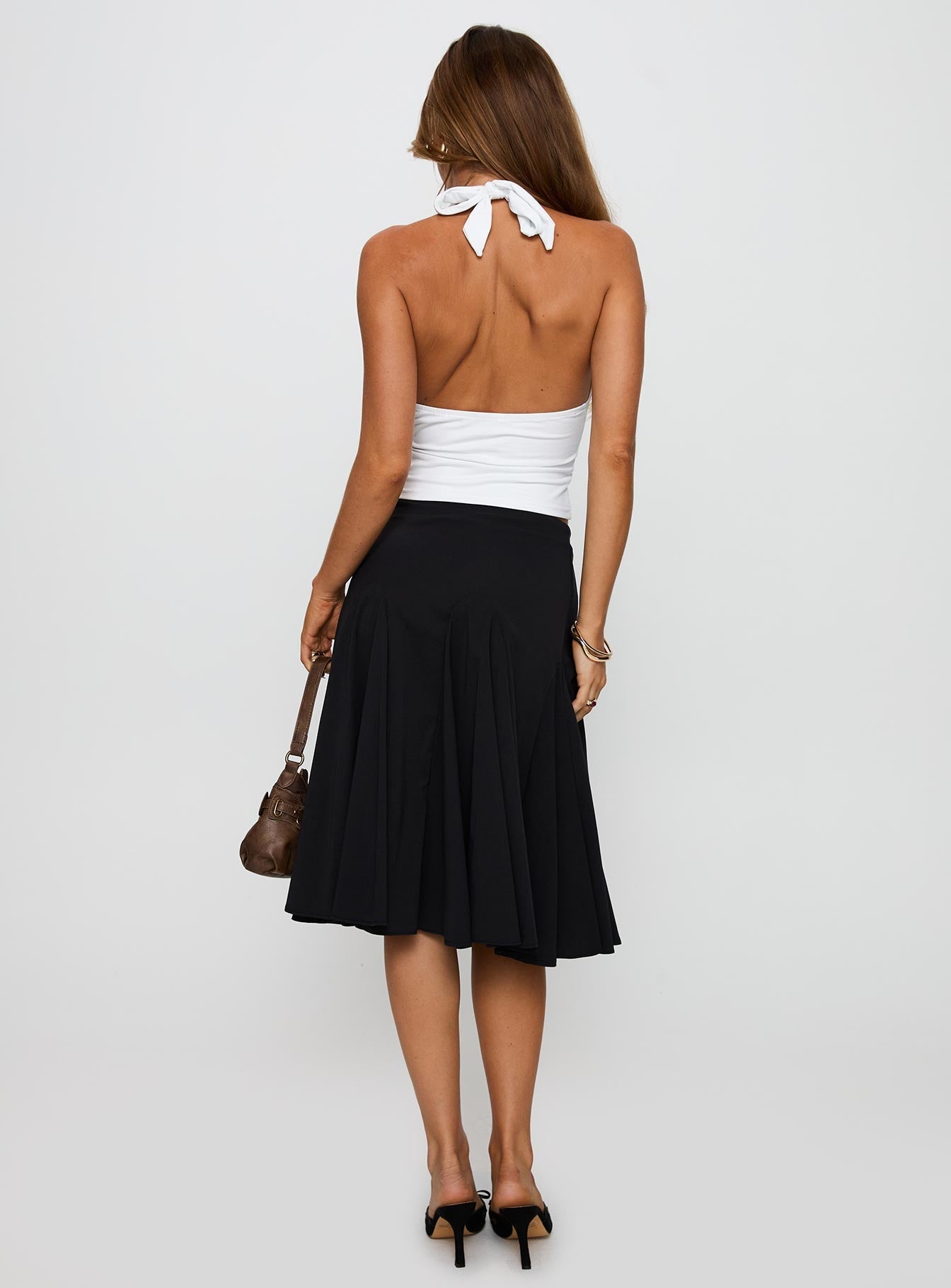 Agnette Low Rise Midi Skirt Black