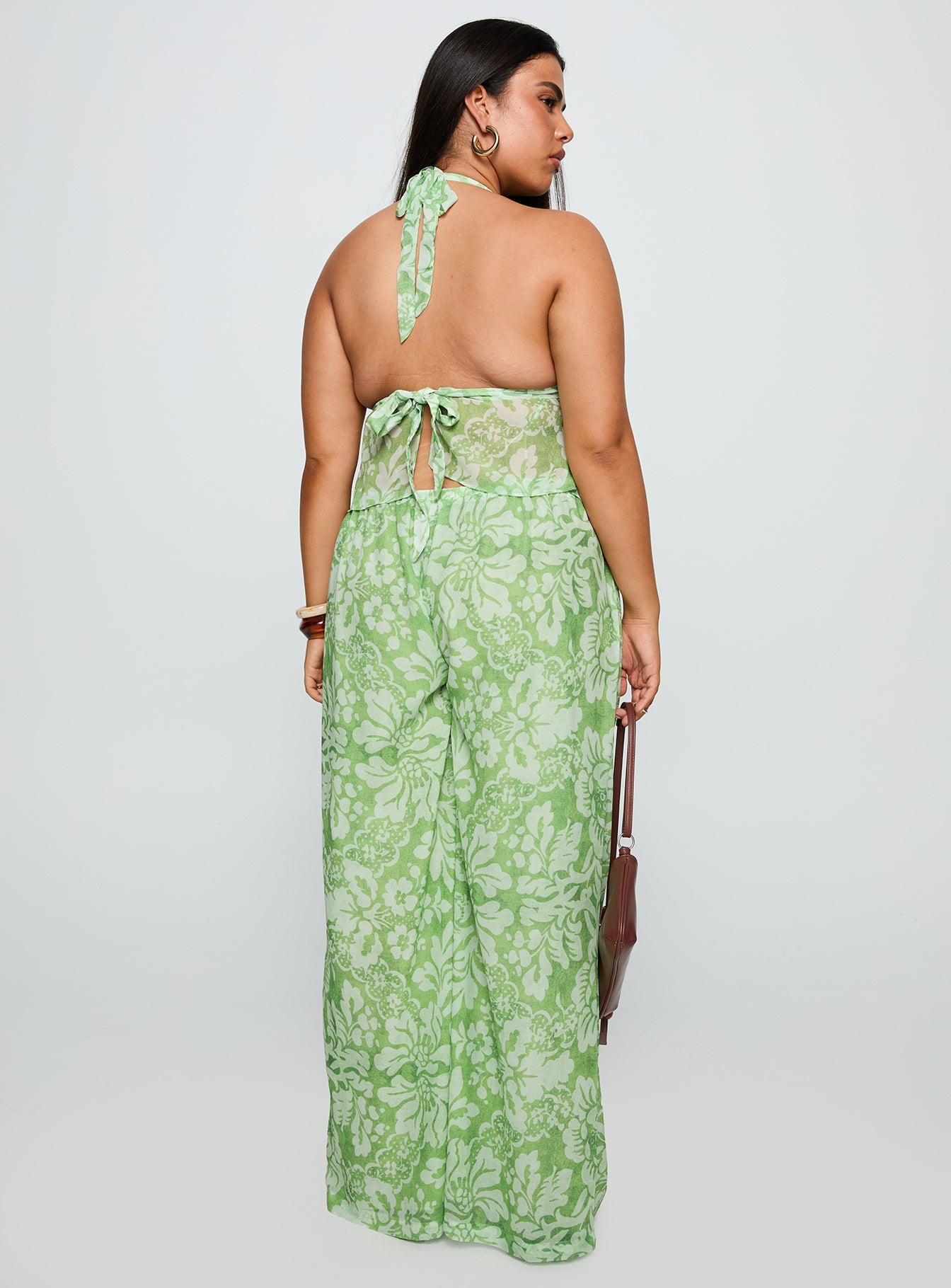 Finesse Pants Green Floral Curve