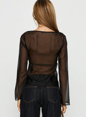 Beecher Sheer Long Sleeve Top Black