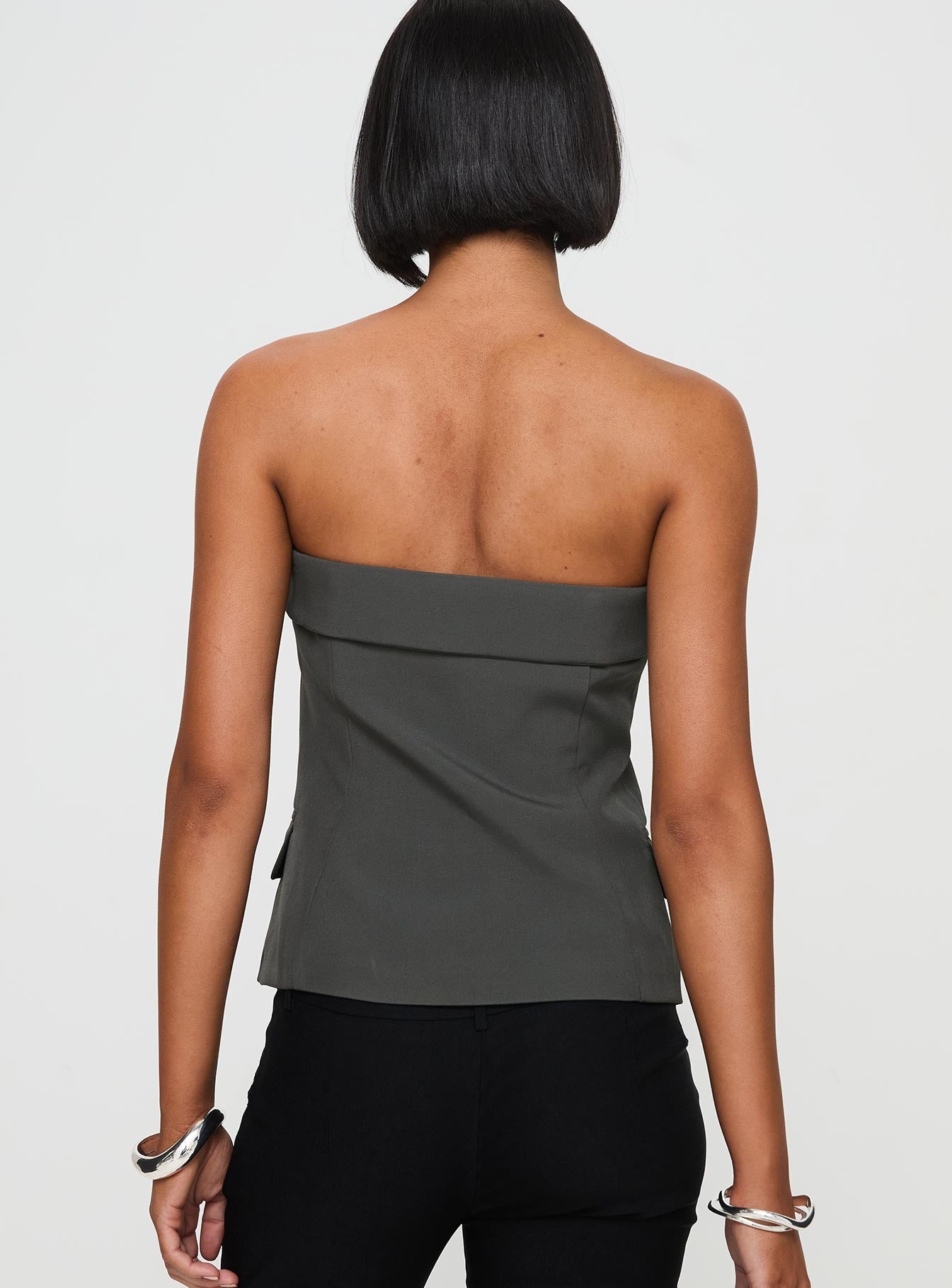 Change It Up Strapless Top Grey