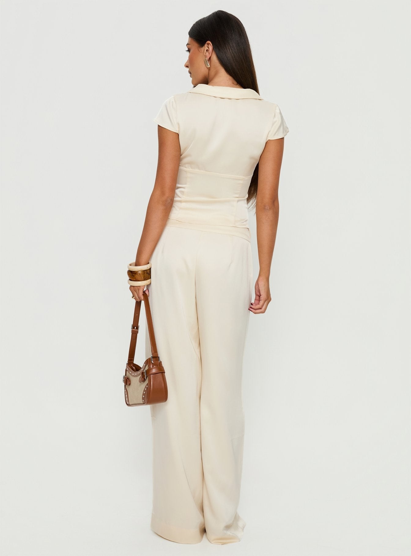 Aubrette Satin Tie Pants Cream
