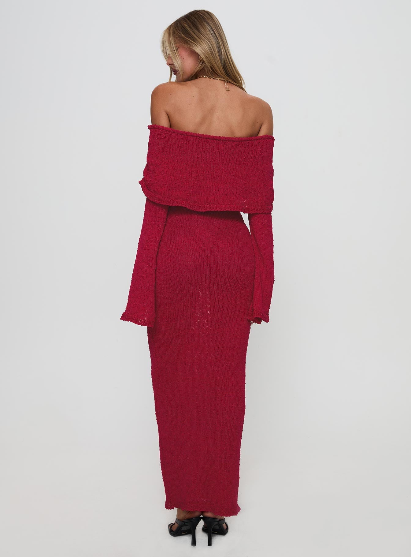Aleyah Long Sleeve Maxi Dress Burgundy