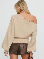Jackeline Off Shoulder Rib Jumper Cream